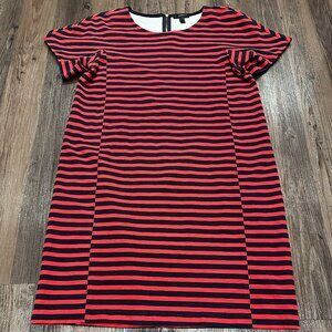JCrew | Shift Crew Neck Short-Sleeve Dress | Red/Navy Stripes | Size M